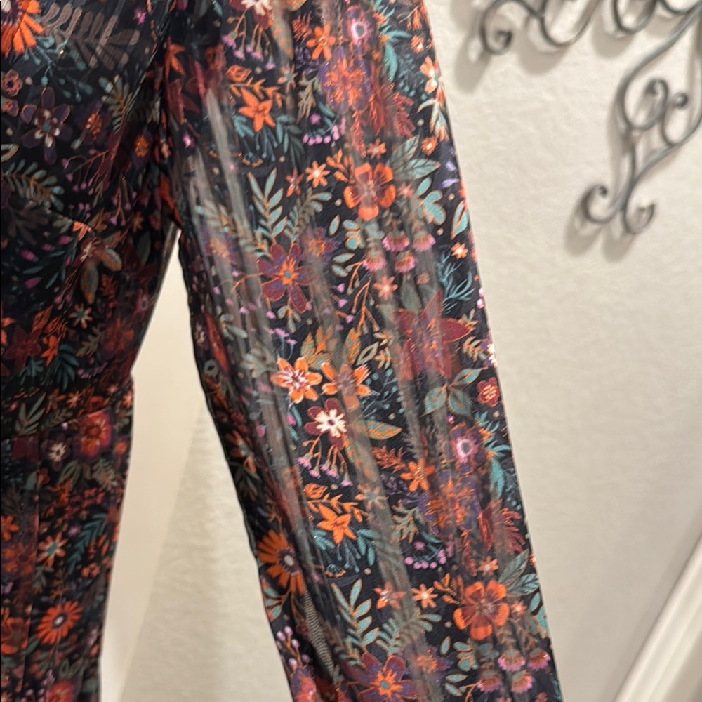 Floral Black and Red Women's Dress - Picture 5 of 7